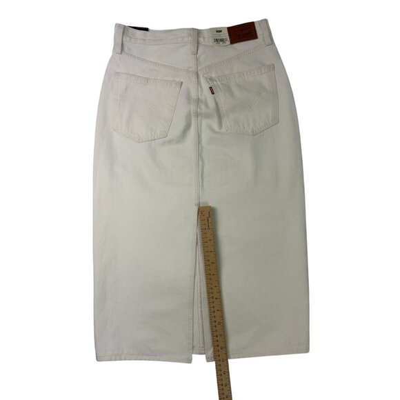 Levi’s Premium White Denim Midi Skirt W27 (Women’s 4) High Rise NWT - Picture 13 of 16